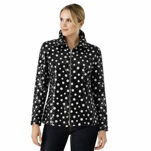 Laura Ashley Black & White Polka Dot Zipper Jacket